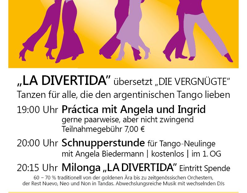 tanzende Paare und Veranstaltungsankündigung