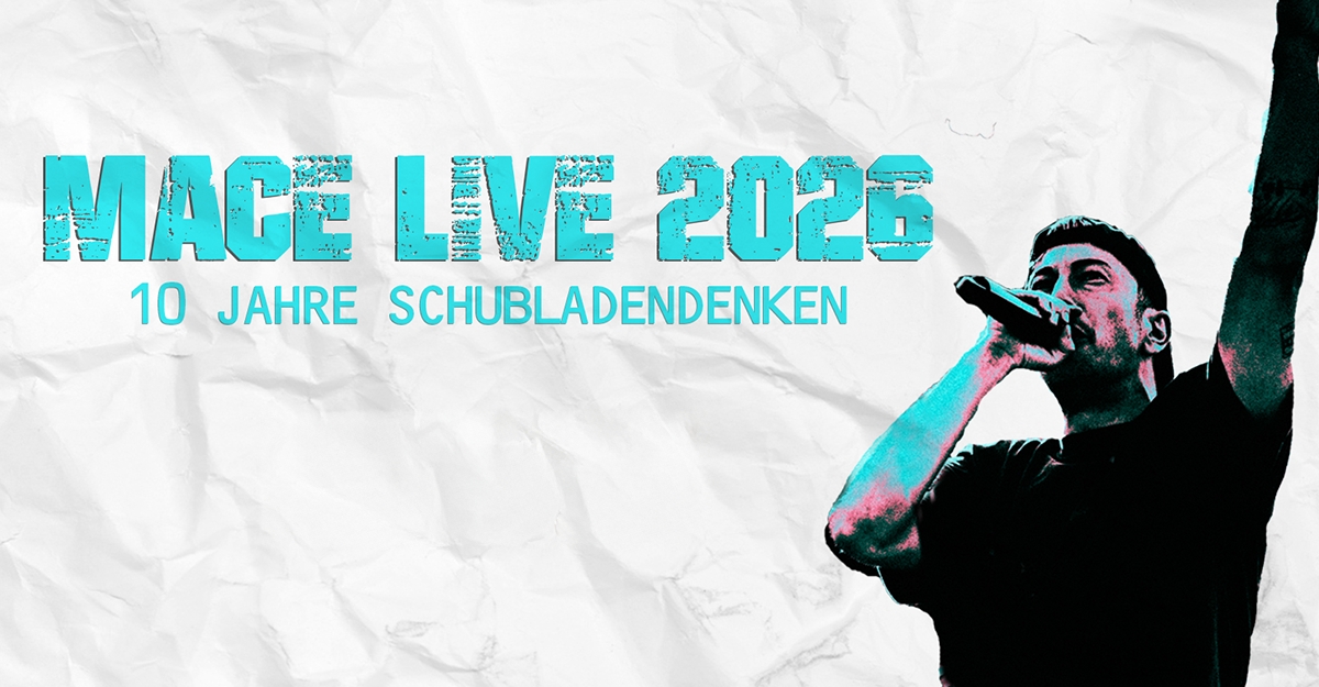 Poster für Mace Live 2026 mit einem Sänger, der ins Mikrofon singt.