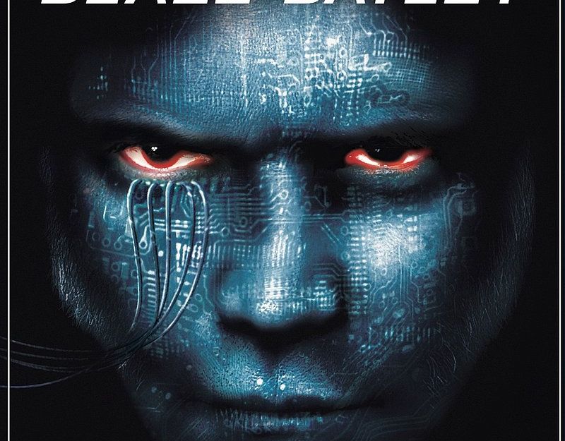 Albumcover von Blaze Bayley mit einem futuristischen Gesicht und roten Augen.