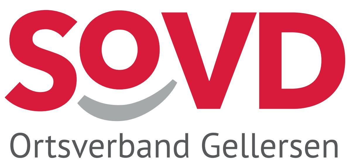 Logo des SoVD Ortsverband Gellersen mit rotem Schriftzug und grauem Halbkreis.