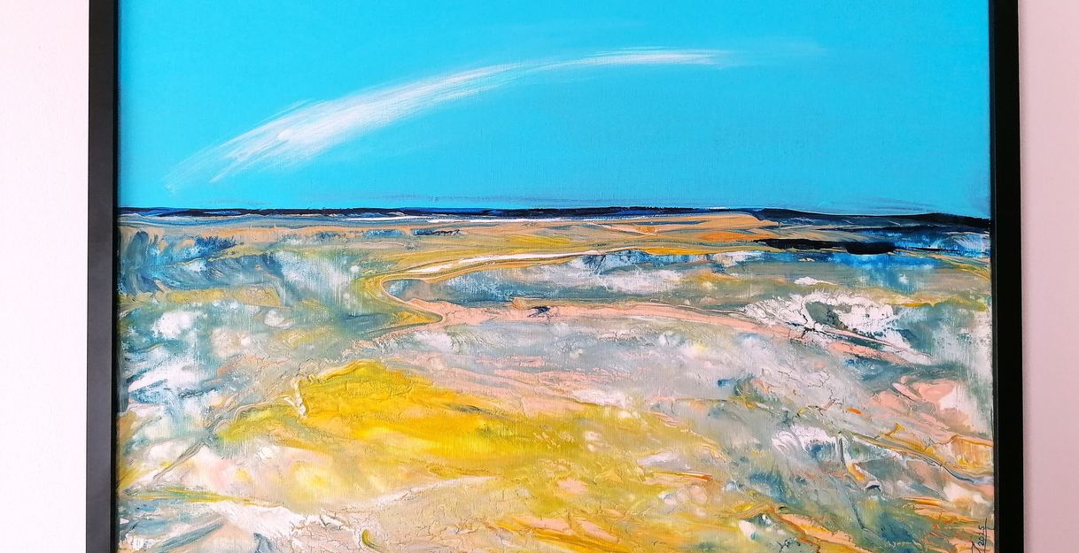 Dänische Landschaft in Blau und Gelb