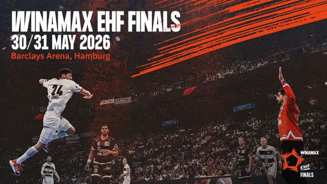 Handballspielszene bei den Winamax EHF Finals 2026 in der Barclays Arena, Hamburg.