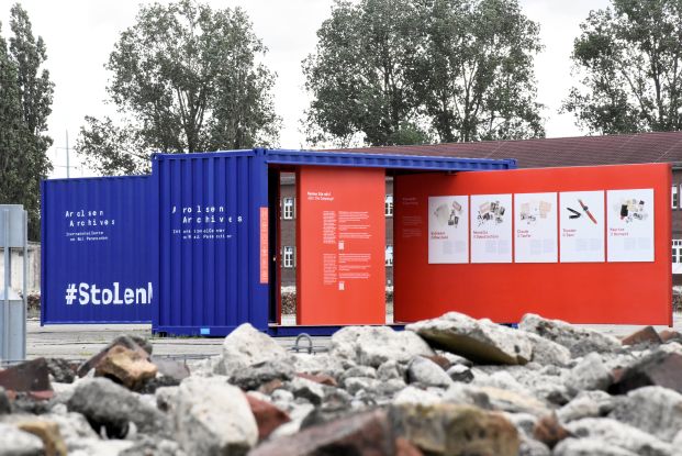 Der Ausstellungscontainer in der KZ-Gedenkstätte Neuengamme, © Iris Groschek