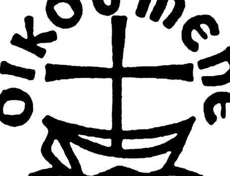 Logo des Ökumenischen Rates der Kirchen mit Kreuz und Boot.