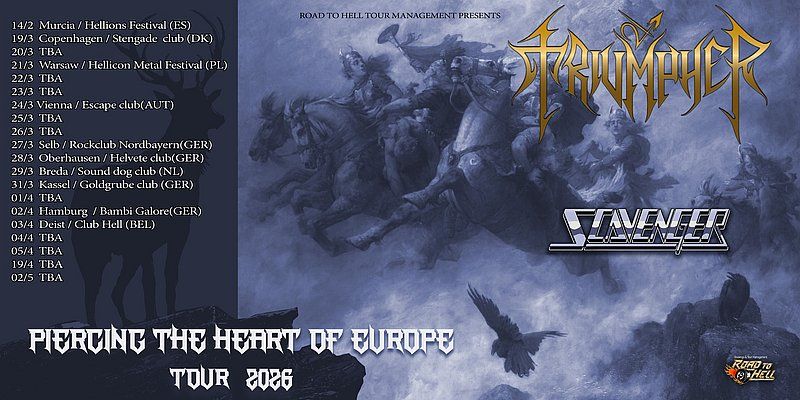 Tourposter mit Terminen und Bands für die Piercing The Heart Of Europe Tour 2026.