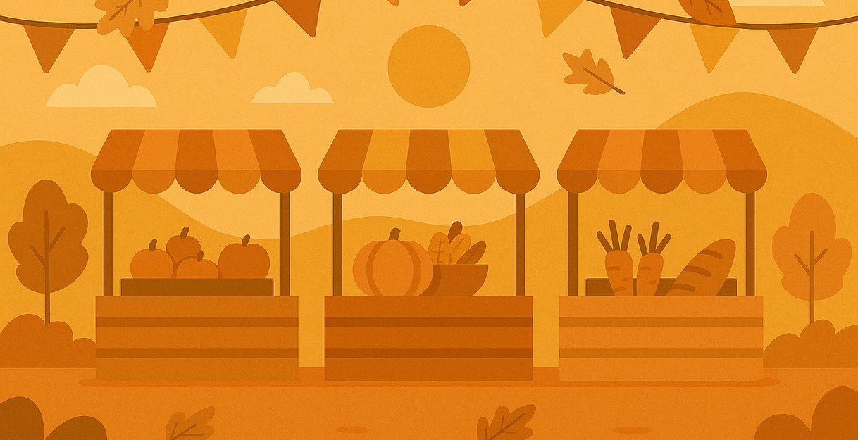 Symbolbild: Herbstlicher Bauernmarkt im Sonnenlicht