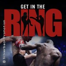 Kickboxer im Ring mit Schriftzug 'Get in the Ring'.
