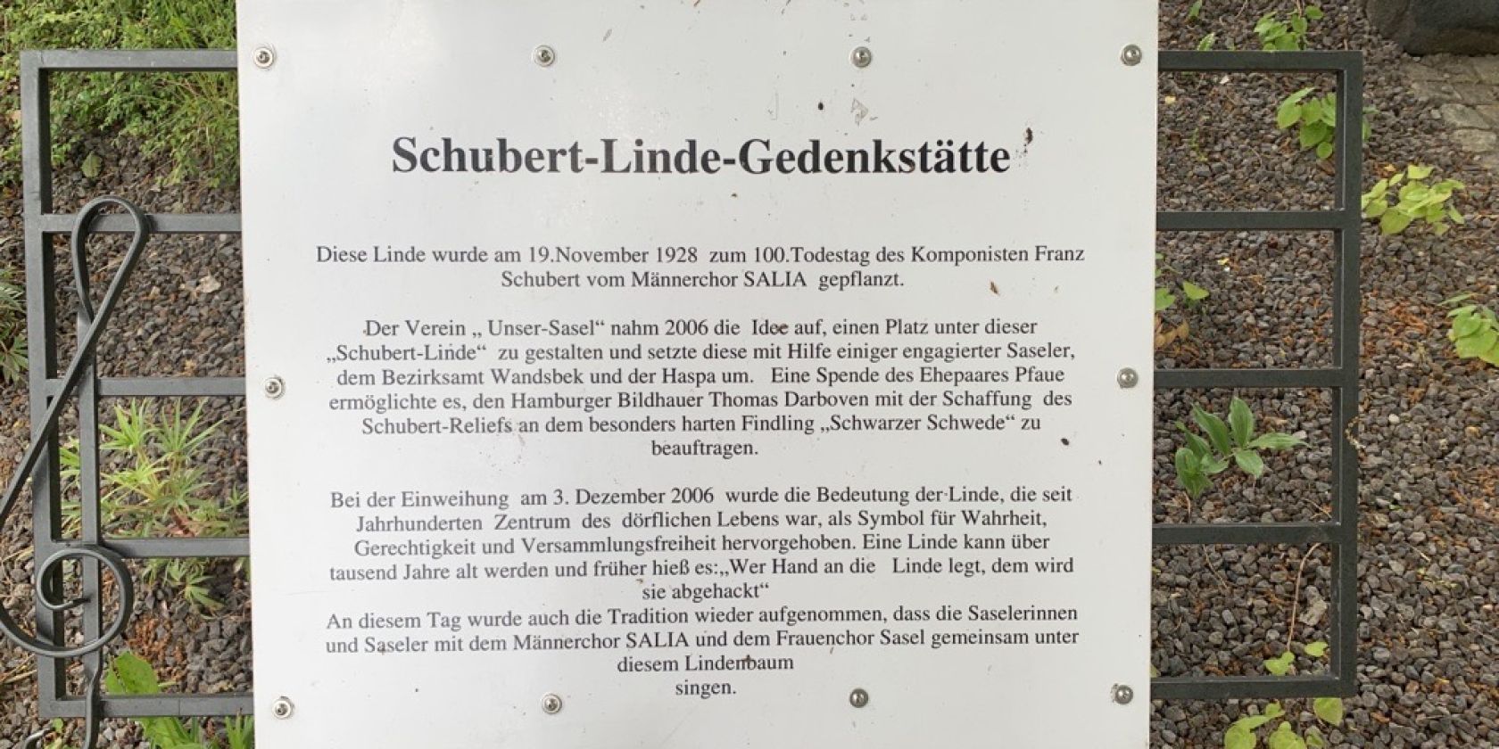 Schubert-Linde Gedenktafel, © Sasel-Haus