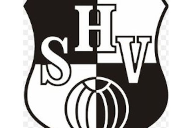 Logo des Heider SV mit schwarz-weißen Schild und Fußballsymbol.