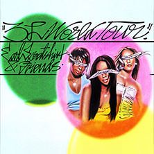 Cover der 3LWorldTour von Earl Sweatshirt mit drei Personen und bunten Kreisen.