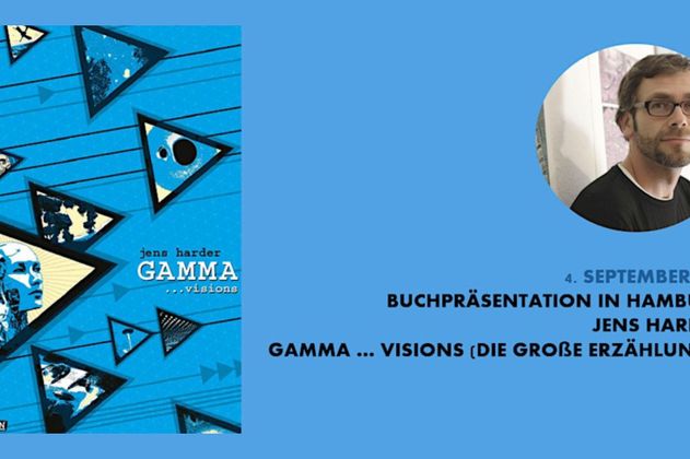Buchcover von GAMMA, Autorenfoto von Jens Harder, Beschreibung der Veranstaltung