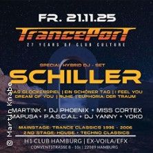 Werbeposter für ein Trance-Event in Hamburg mit Schiller als Hauptact.