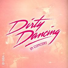 Logo von Dirty Dancing in Concert auf rosa Hintergrund.