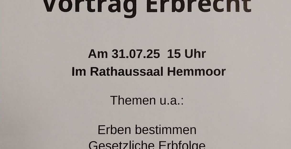Einladung Vortrag Erbrecht