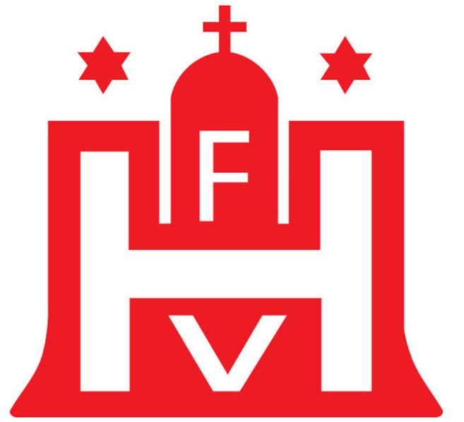 Logo des Hamburger Fußball-Verbandes in Rot und Weiß.