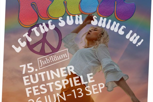 Plakat für die 75. Eutiner Festspiele 2026 mit dem Musical HAIR.