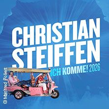 Plakat von Christian Steiffen mit Tuk-Tuk und Schriftzug 'Ich komme! 2026'.