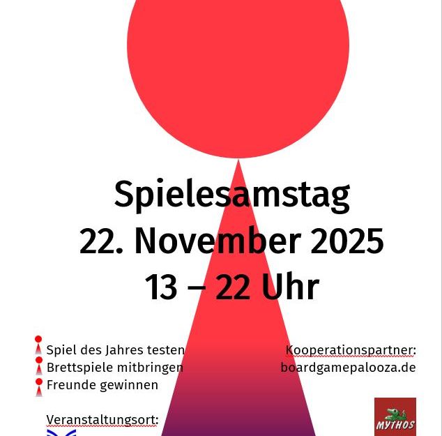 Spielesamstag 22.11.25 - 13-22 Uhr